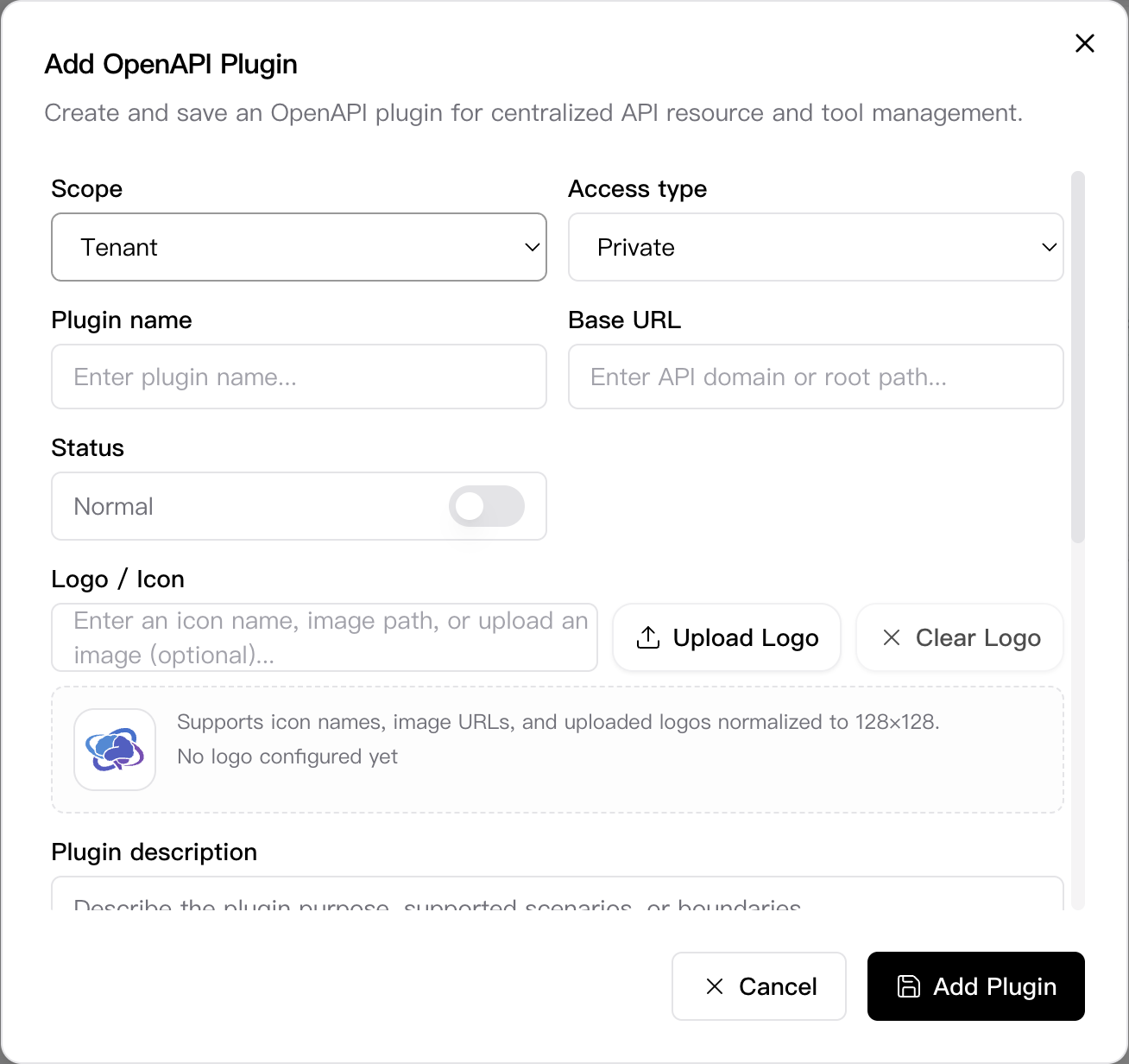 Add OpenAPI Plugin dialog
