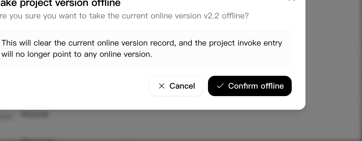 Offline project version dialog