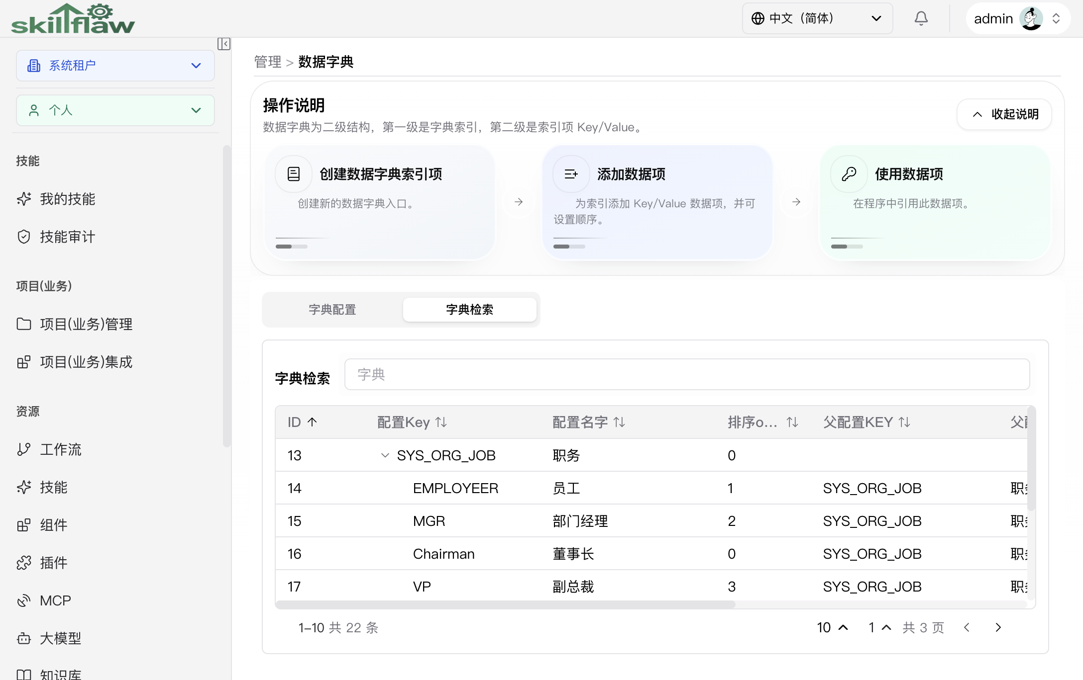 字典检索页签