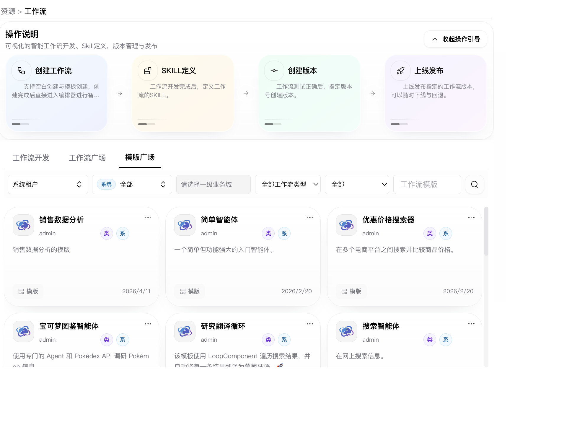 模版广场页面